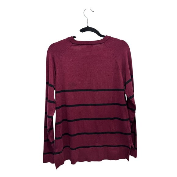 BOBEAU Women's Albus V-Neck Viscose Deep Wine Sweater MEDIUM - Picture 3 of 5